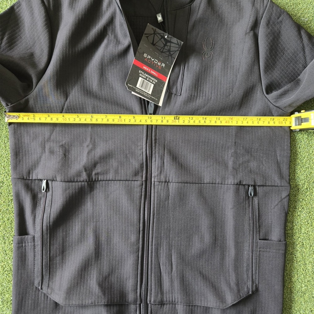 Spyder Active Men Black Full Zip Jacket Spider Logo Lightweight Performance - Picture 8 of 9